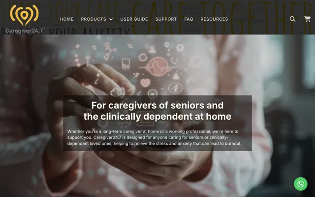 Homepage of the Caregiver24.7 website